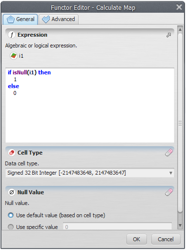 Expression used to filter the input map null values